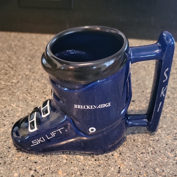 Ski Boot Shaped Blue and White Mug - Picture 2 of 4